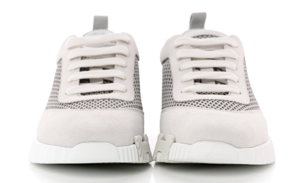 Herms Air Mesh Suede Goatskin Bouncing  "Gris Lulea White"