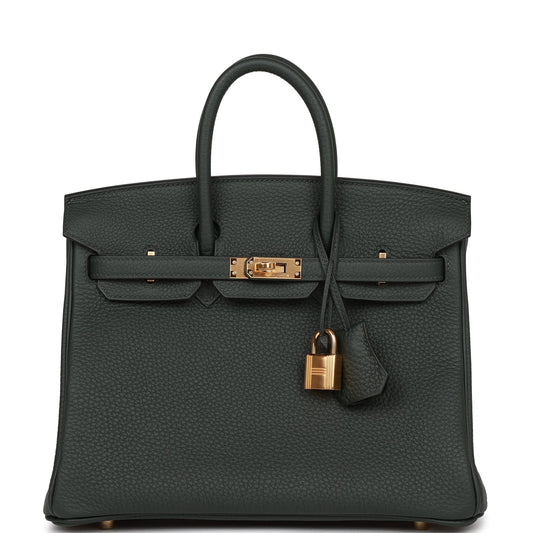 Herms Birkin 25 Vert Fonce Togo Gold Hardware