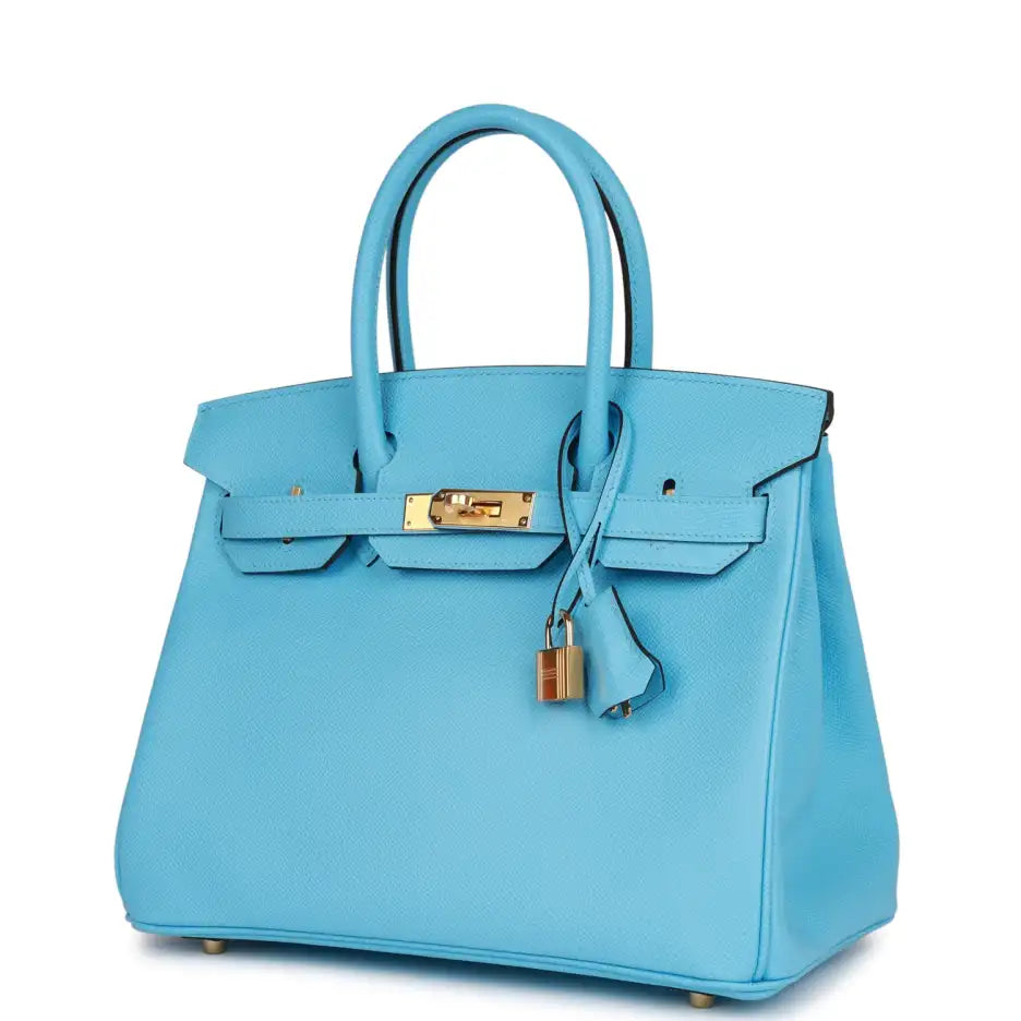 Herms Birkin 30 Celeste Epsom Gold Hardware