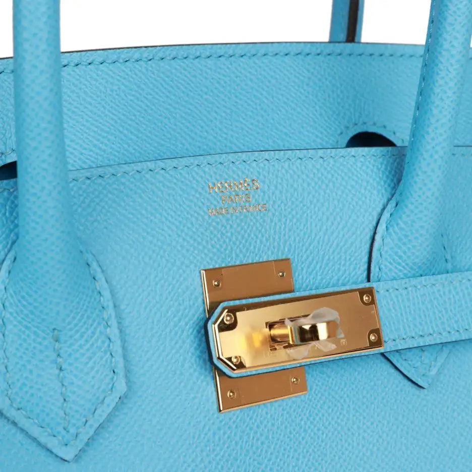 Herms Birkin 30 Celeste Epsom Gold Hardware