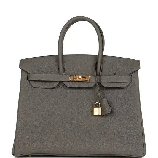 Herms Birkin 35 Gris Meyer Togo Gold Hardware