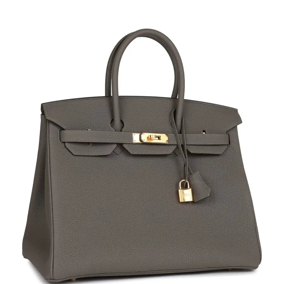 Herms Birkin 35 Gris Meyer Togo Gold Hardware