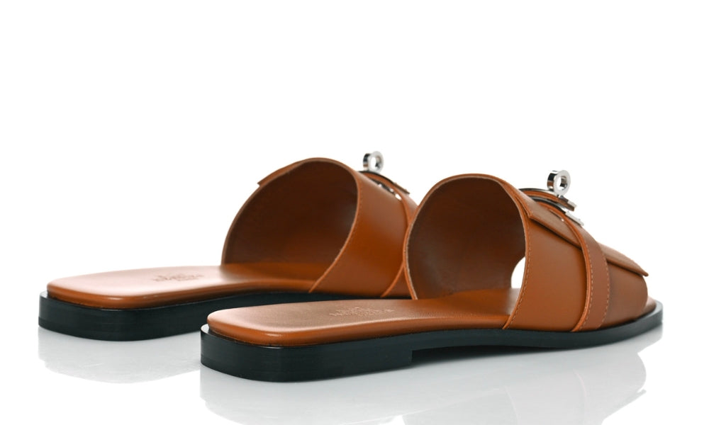 Herms Calfskin Giulia Sandals Naturel 'brown'