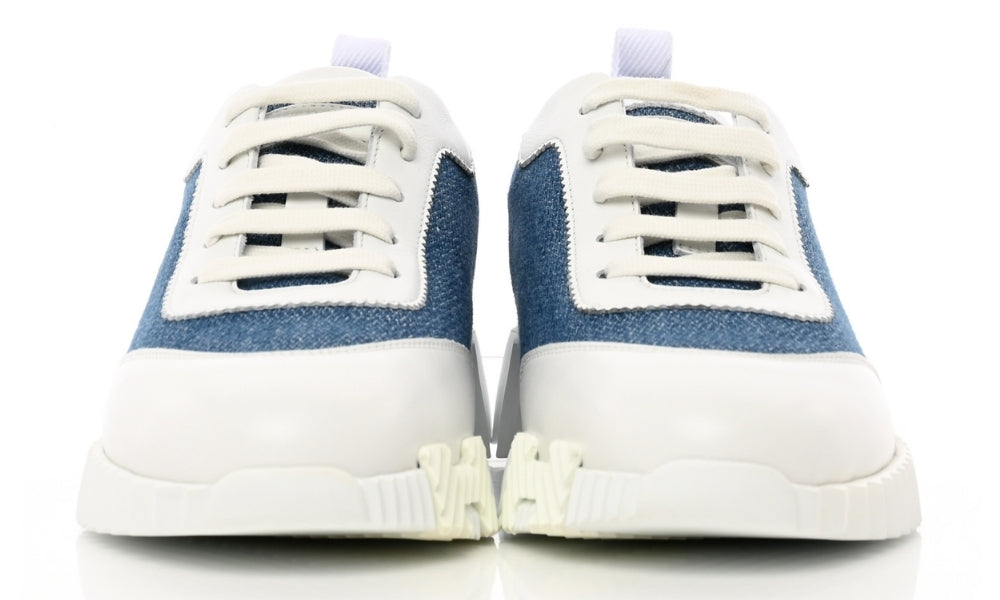 Herms Denim Suede Goatskin Bouncing  "Bleu Clair White"