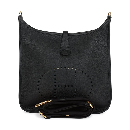 Herms Evelyne Pm Black Clemence Gold Hardware