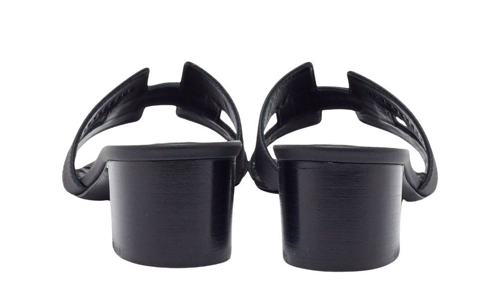 Herms Leather Oasis Slide Sandals "Black"