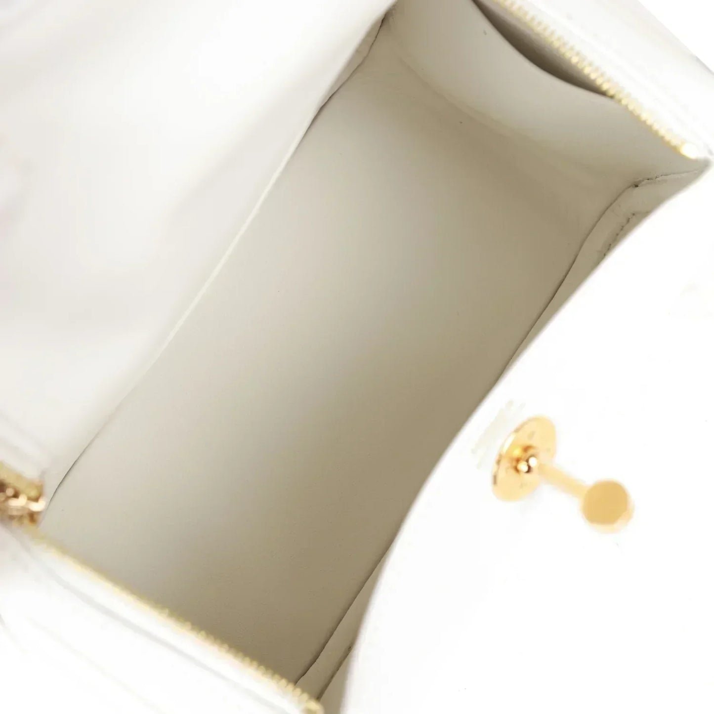 Herms Mini Lindy White Swift Gold Hardware