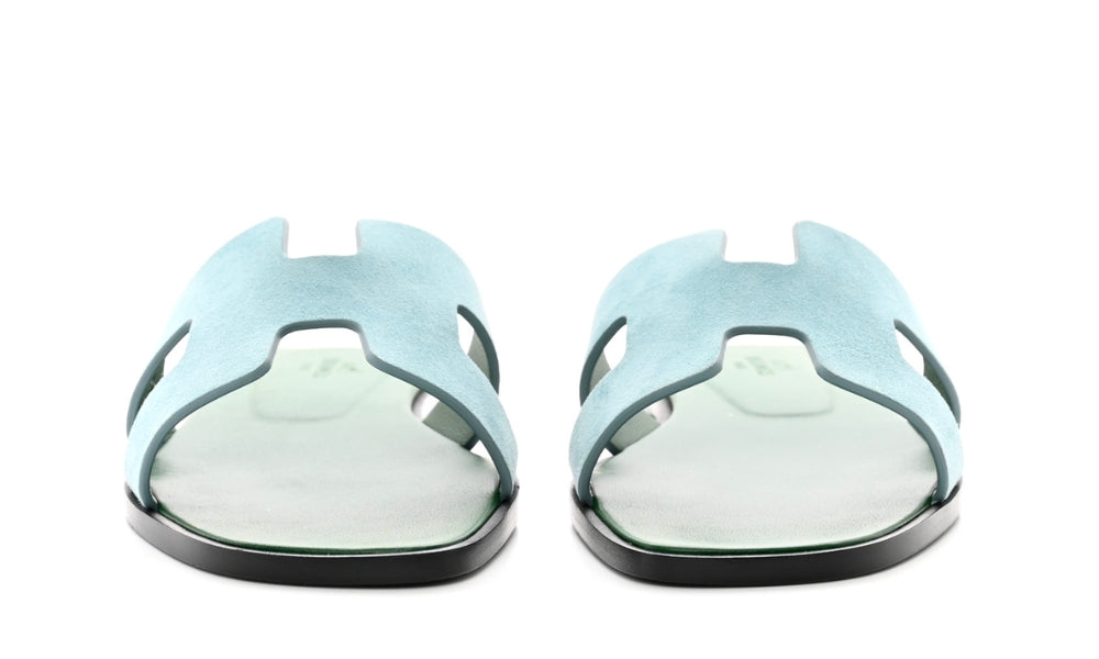 Herms Oran Sandal Vert D'eau Suede Goatskin