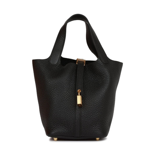Herms Picotin Lock 18 Black Clemence Gold Hardware