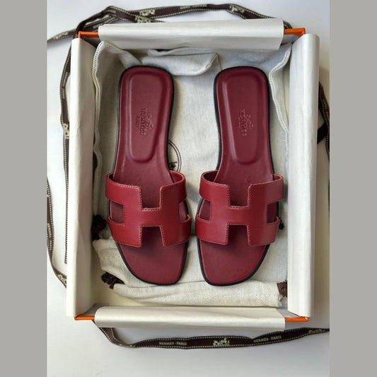 Herms Slides Burgundy