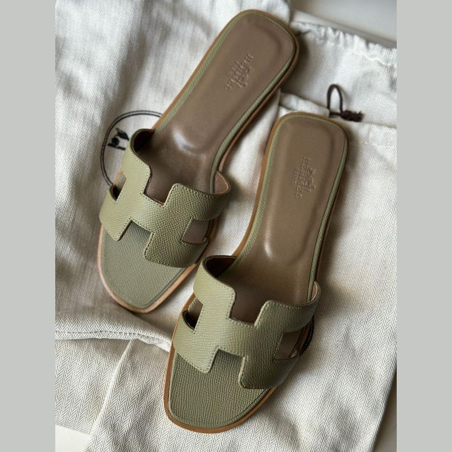 Herms Slides Olive Green