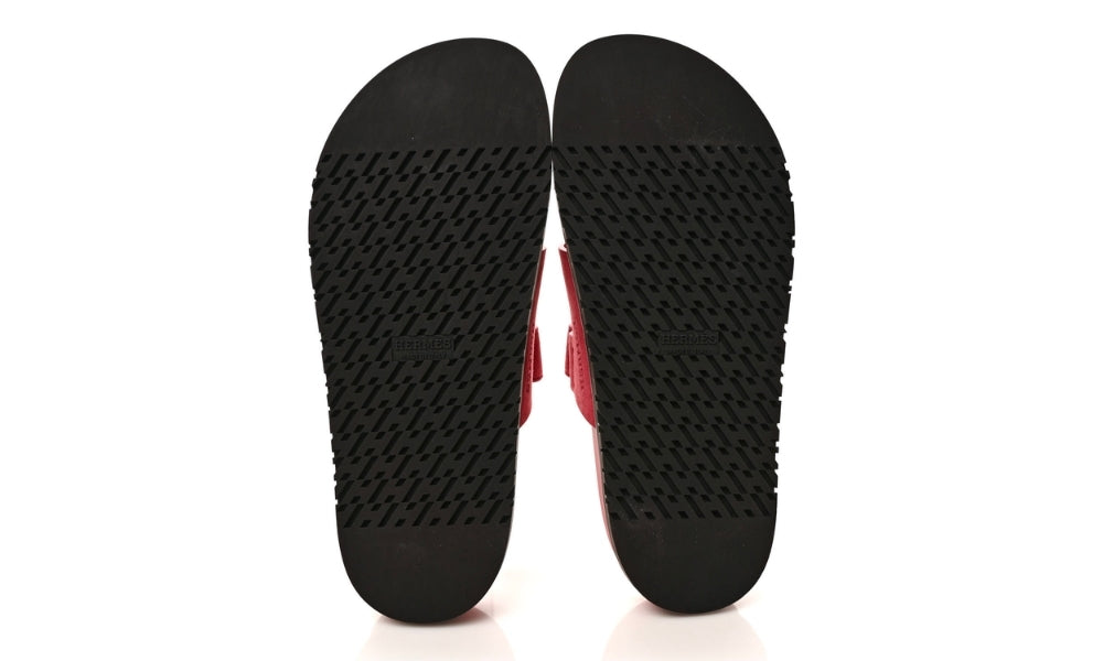 Herms Suede Goatskin Womens Chypre Sandals Rose Aphrodite