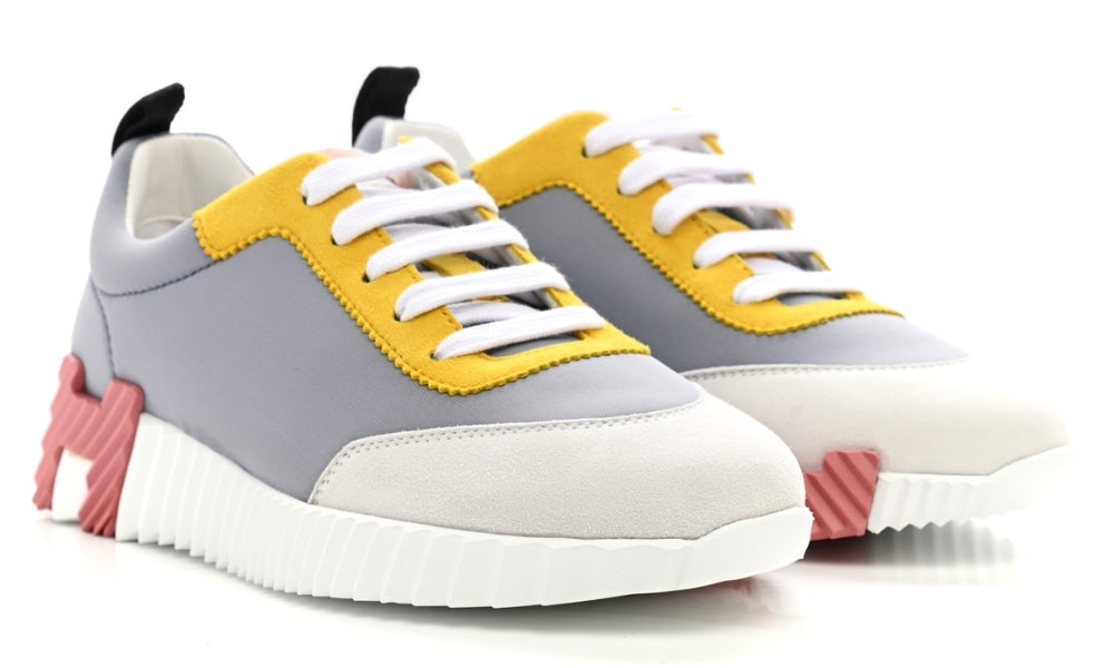 Herms Technical Canvas Suede Goatskin Bouncing  "Gris Multicolor"