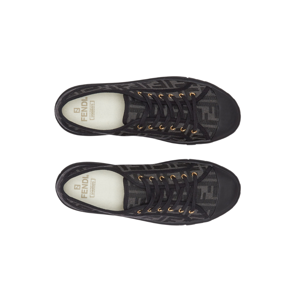 Fendi Domino Black Fabric Low-Tops - Copva