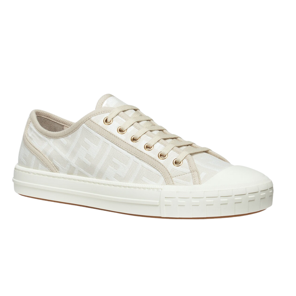 Fendi Domino White Fabric Low-Tops - Copva