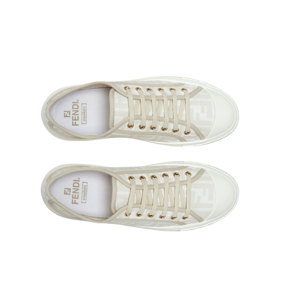 Fendi Domino White Fabric Low-Tops - Copva
