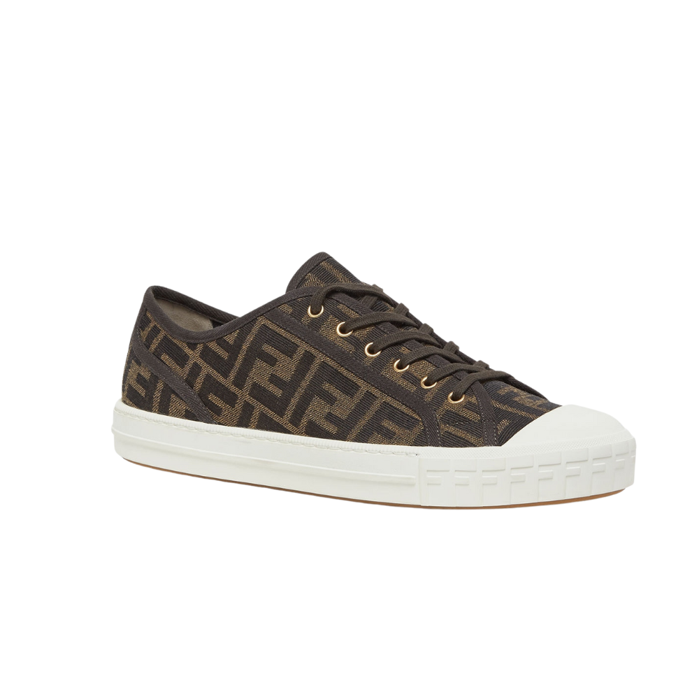 Fendi Domino Brown Fabric low-Tops - Copva