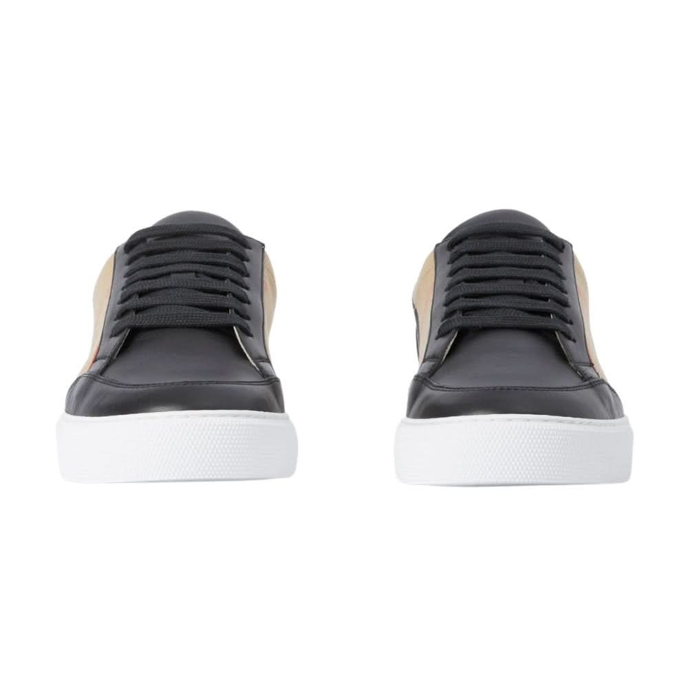 Burberry House Check Cotton and Leather Sneakers 'Black' - Copva