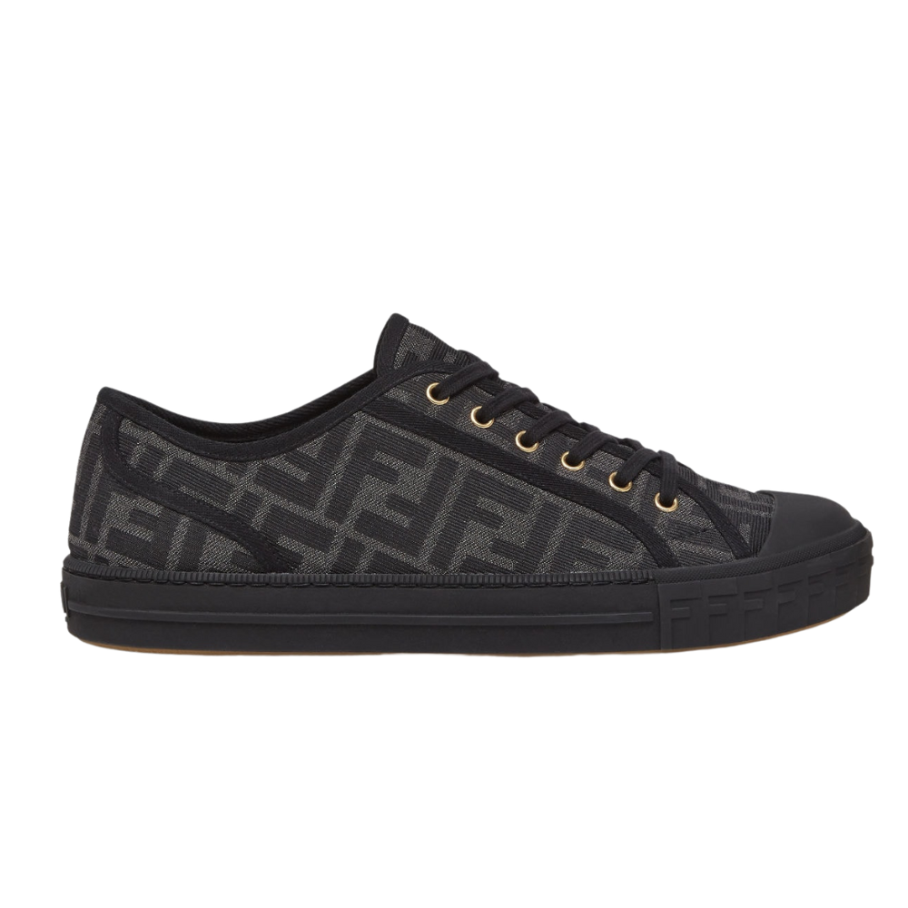 Fendi Domino Black Fabric Low-Tops - Copva