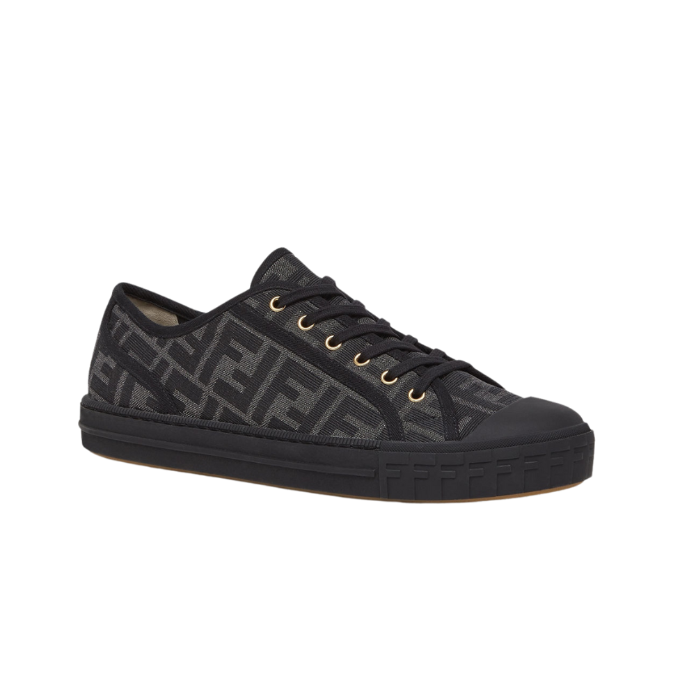 Fendi Domino Black Fabric Low-Tops - Copva