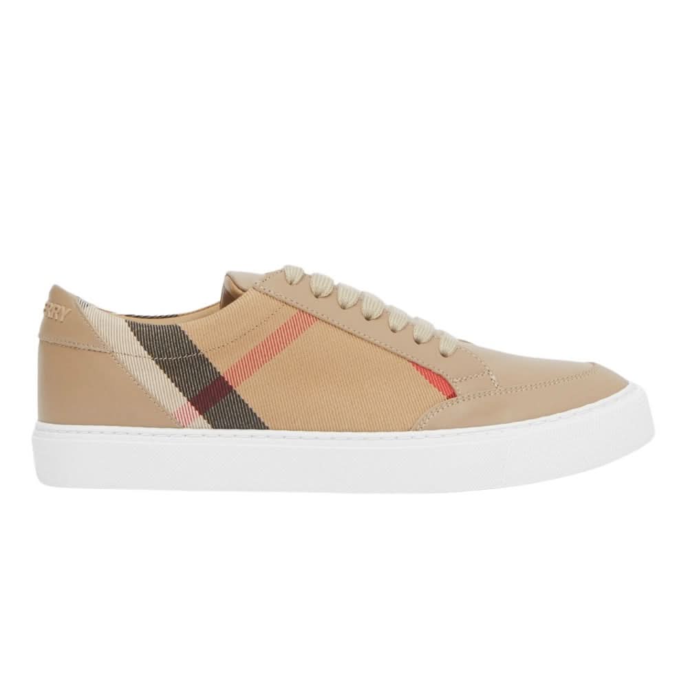 Burberry House Check Cotton and Leather Sneakers - Copva