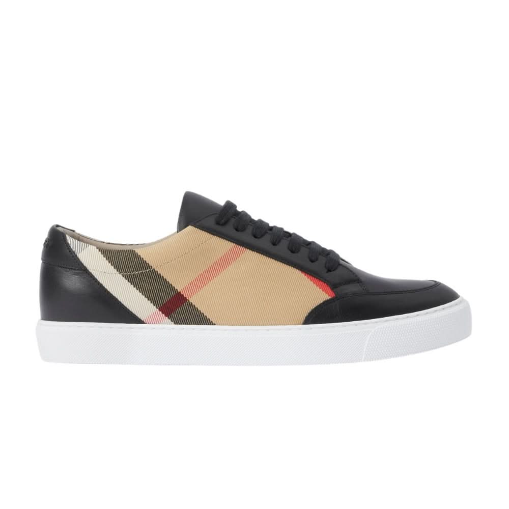 Burberry House Check Cotton and Leather Sneakers 'Black' - Copva