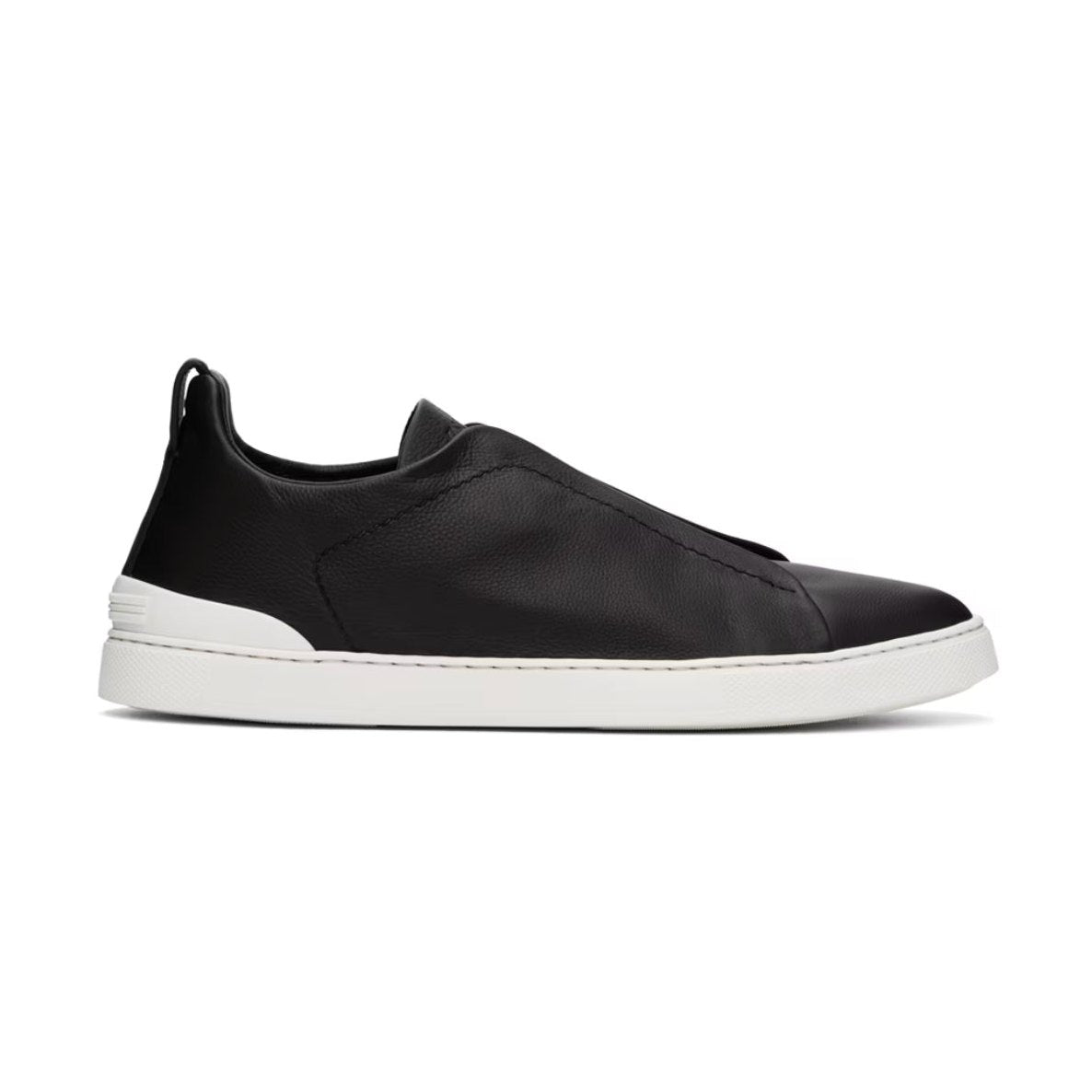 Zgna Black Leather Triple Stitch Sneakers