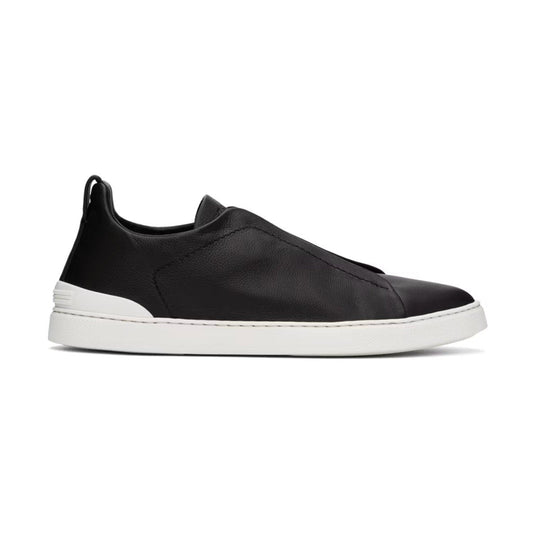 Zgna Black Leather Triple Stitch Sneakers
