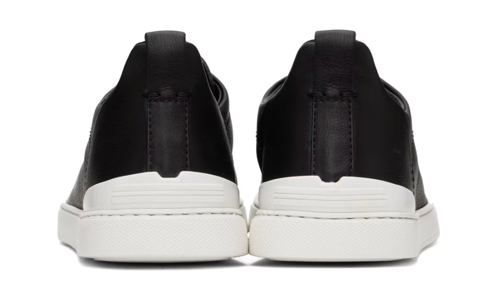 Zgna Black Leather Triple Stitch Sneakers