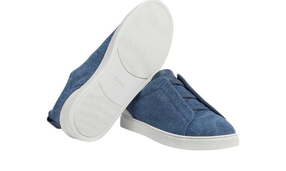 Zgna Blue Canvas Triple Stitch™ Sneakers