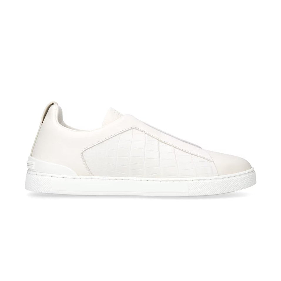 Zgna Crocodile Leather Triple Stitch Sneakers