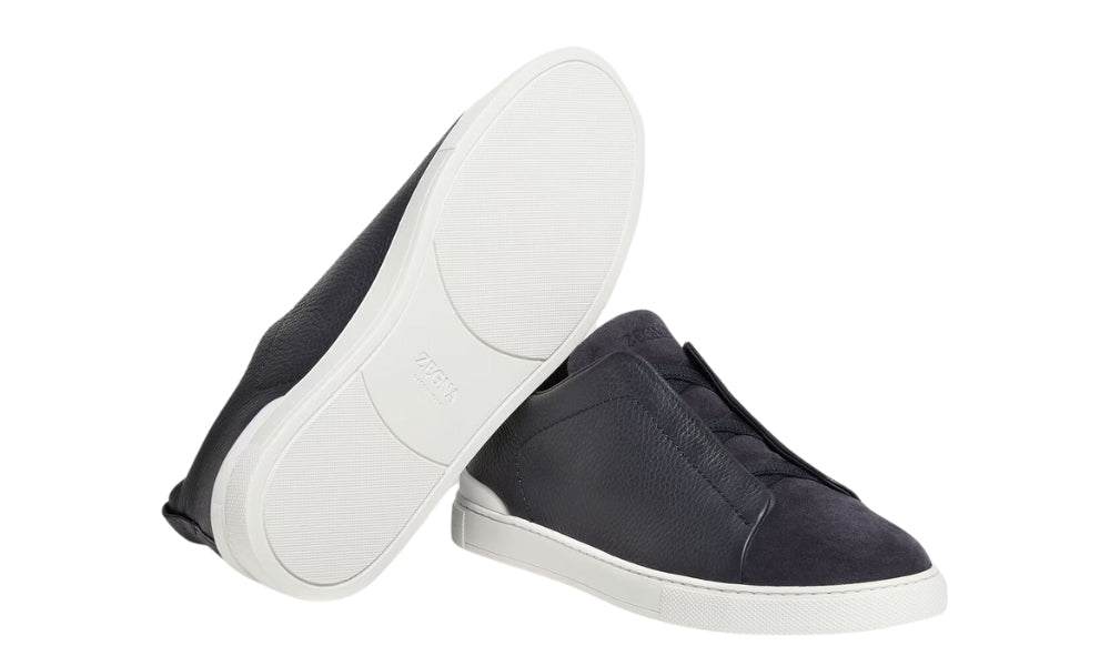 Zgna Leather And Suede Triple Stitch "Navy Blue"
