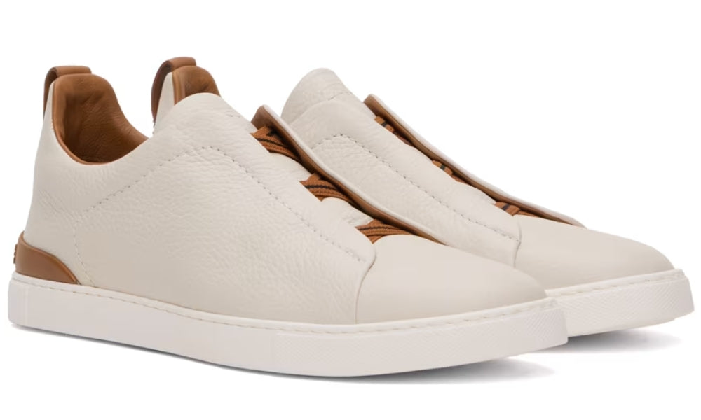 Zgna Off-white Deerskin Triple Stitch Sneakers