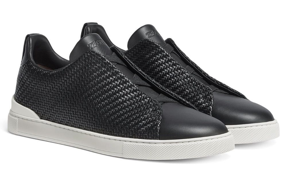 Zgna Pelletessuta Leather Triple Stitch "Black"