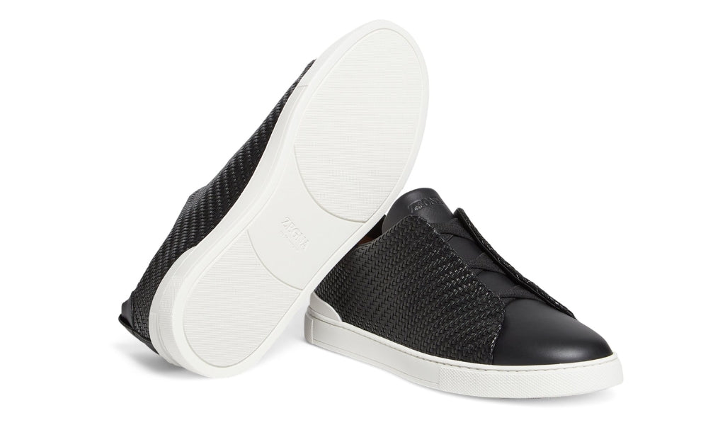 Zgna Pelletessuta Leather Triple Stitch "Black"