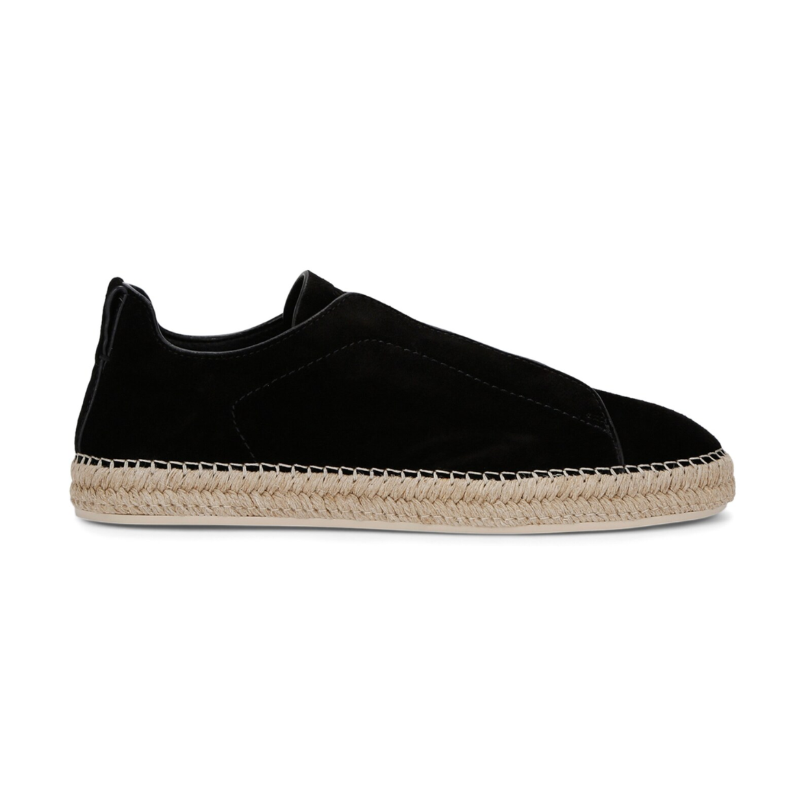 Zgna Suede Triple Stitch Espadrilles "Black"