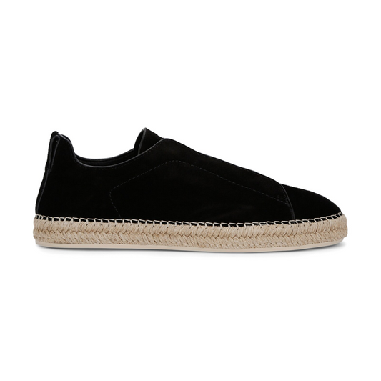 Zgna Suede Triple Stitch Espadrilles "Black"