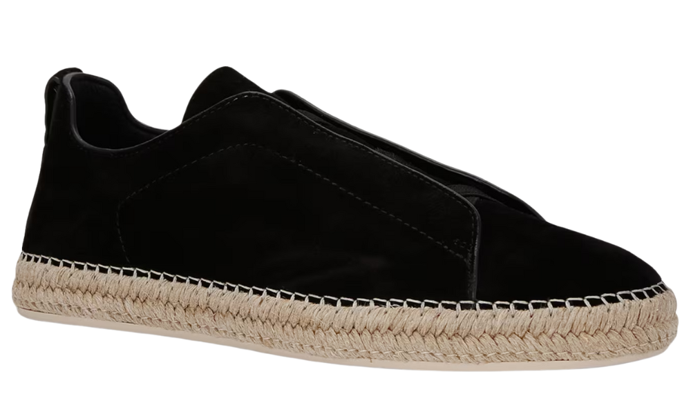 Zgna Suede Triple Stitch Espadrilles "Black"