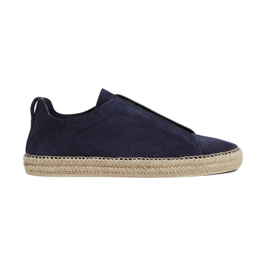 Zgna Suede Triple Stitch Espadrilles "Dark Blue"