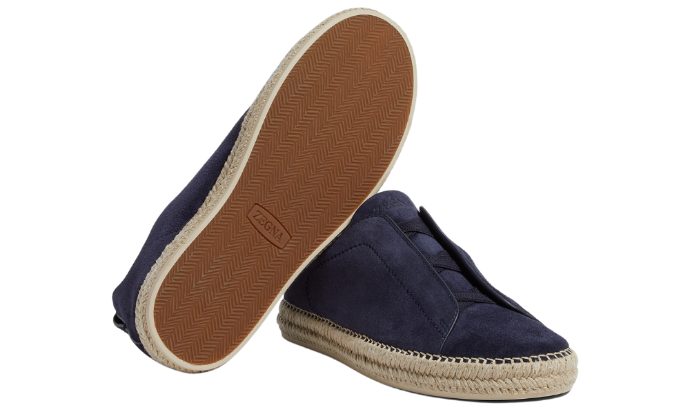Zgna Suede Triple Stitch Espadrilles "Dark Blue"
