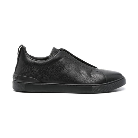 Zgna Triple Stich Leather Sneakers "Black"