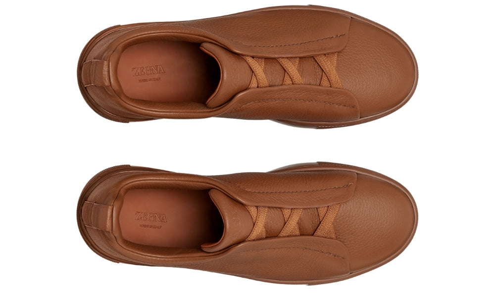 Zgna Triple Stich Leather Sneakers "Vicuna"