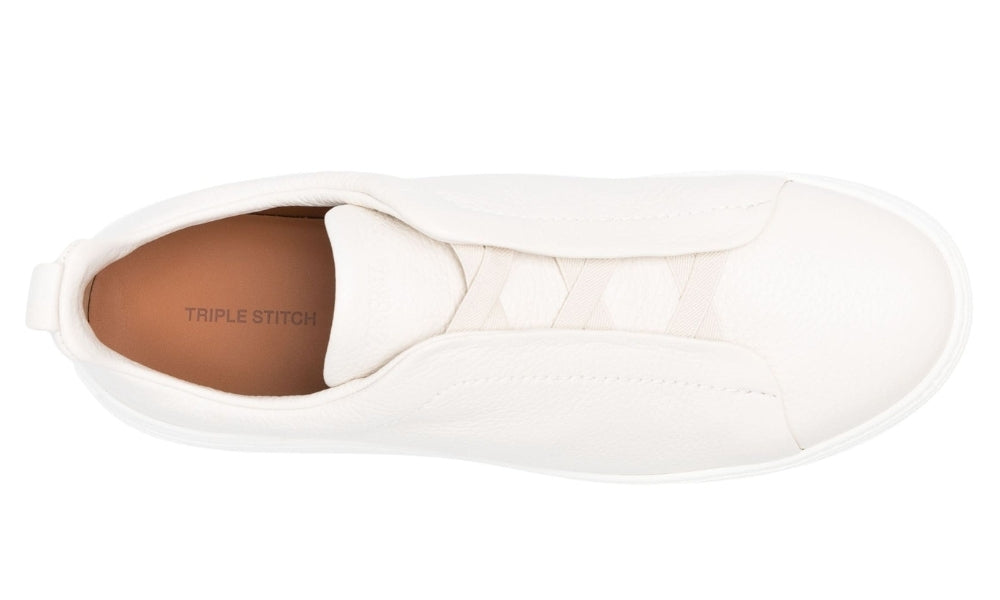 Zgna Triple Stich Leather Sneakers "White"