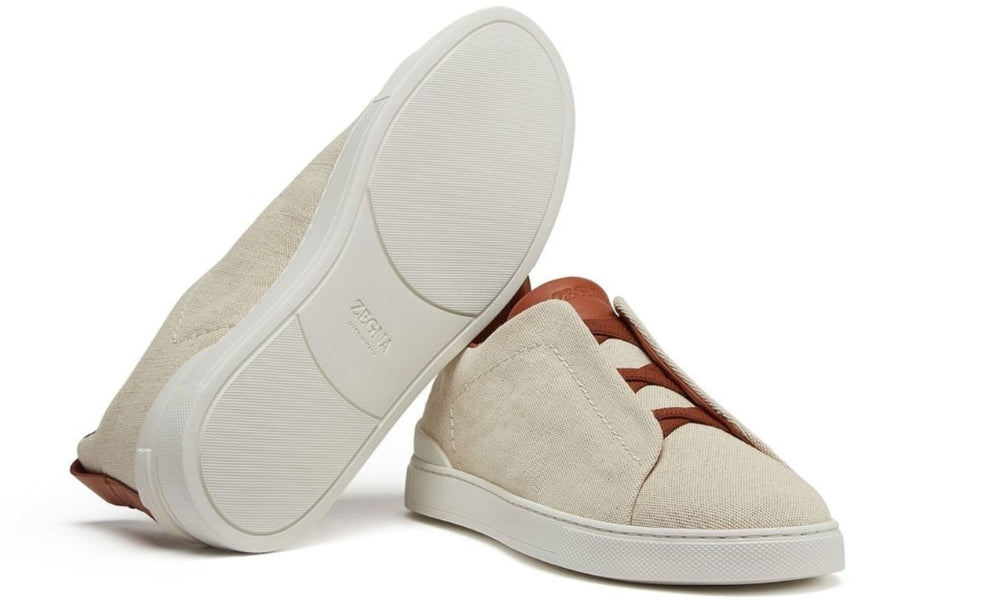Zgna Triple Stitch Canvas Sneakers "Egg Shell"