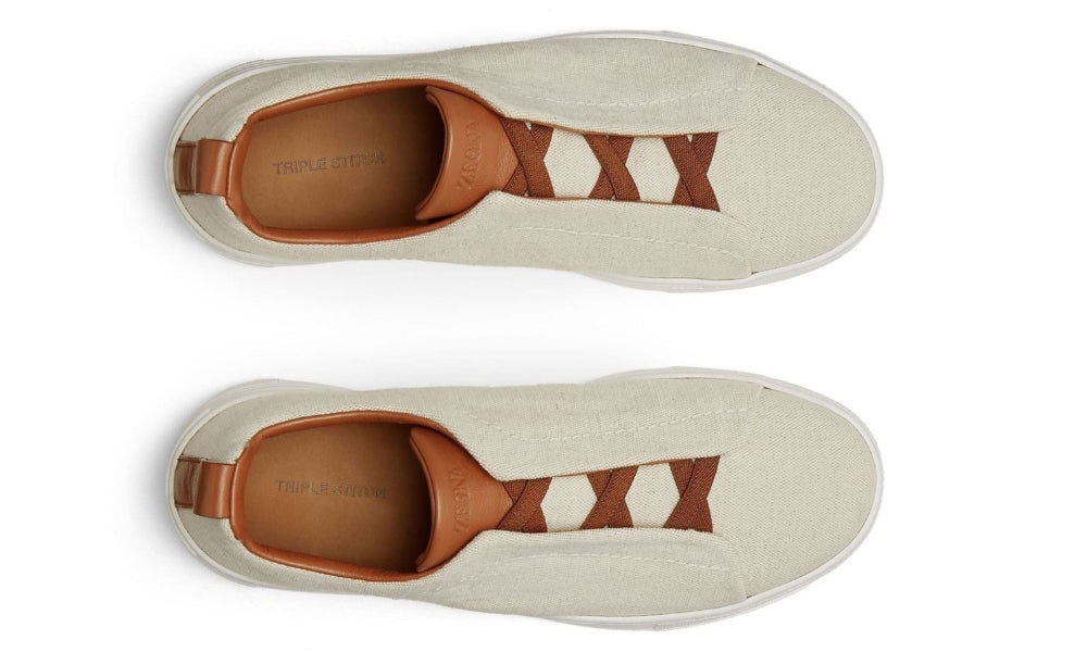 Zgna Triple Stitch Canvas Sneakers "Egg Shell"