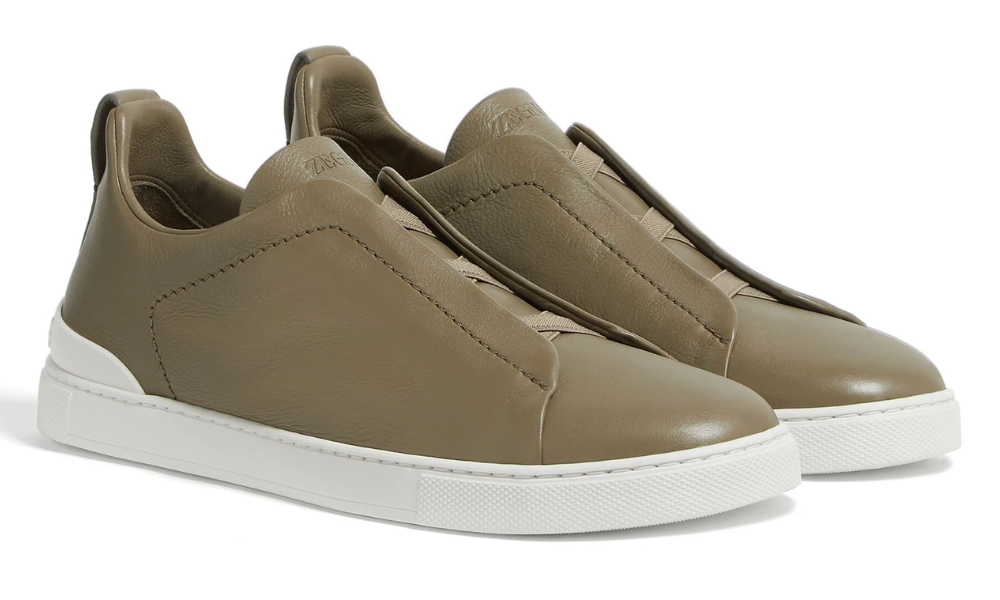 Zgna Triple Stitch Leather Sneakers "Olive Green"