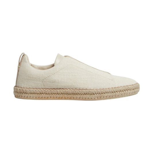 Zgna White Off Linen Blend Triple Stitch Espadrilles