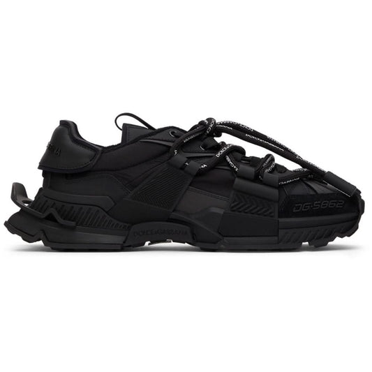 DOLCE & GABBANA Black Mixed-Materials Space Sneakers - Copva