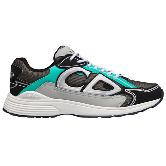 Dior B22 Anthracite Gray Mesh And Black & Green Low Top Sneakers - Copva