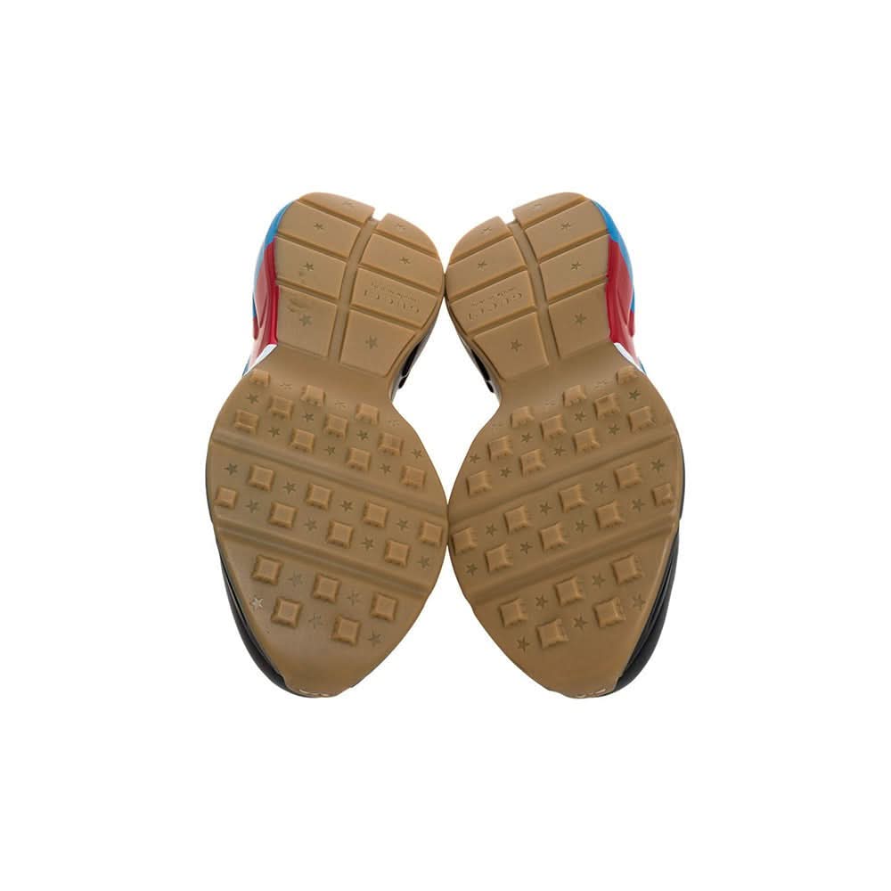 Gucci Black Leather Web Rhyton Low Top Sneakers - Copva